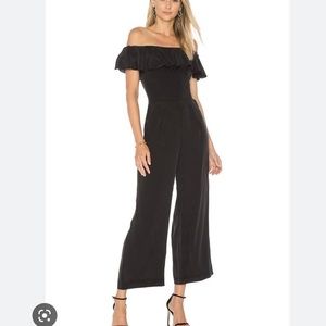 L’Agence Off The Shoulder Silk Jumpsuit - Black